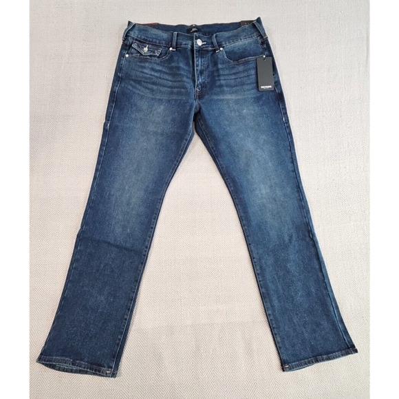 True Religion Ricky Jeans Men's 36 x 33 1/2 Relaxed Straight Blue Denim NWT Flap - Picture 1 of 16
